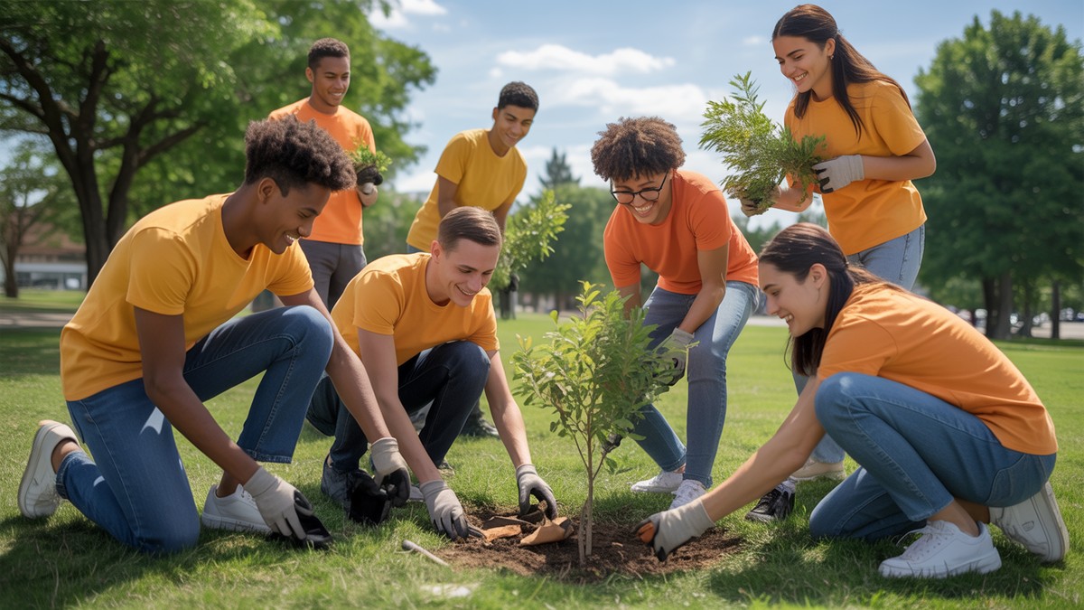 Community service day with volunteers and mentees