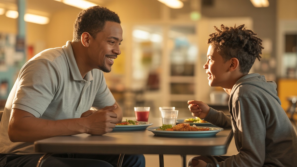 Mentor and mentee during a one-on-one meal discussion